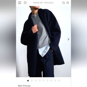 NWT Navy Brochu Walker Baltic Pinstripe Mina Reversible Coat sz Medium
